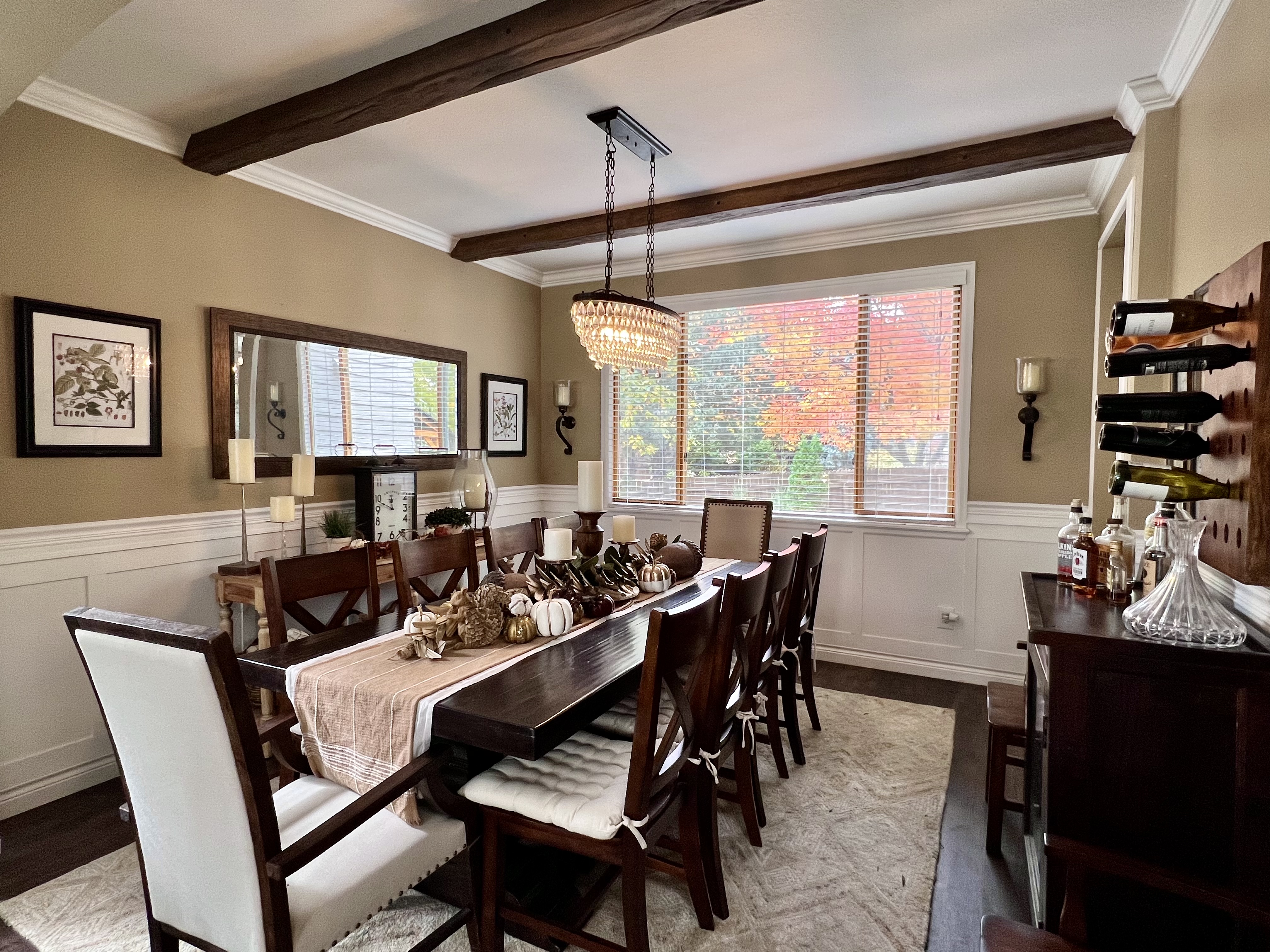 Dining Room With Faux Wood Beams
