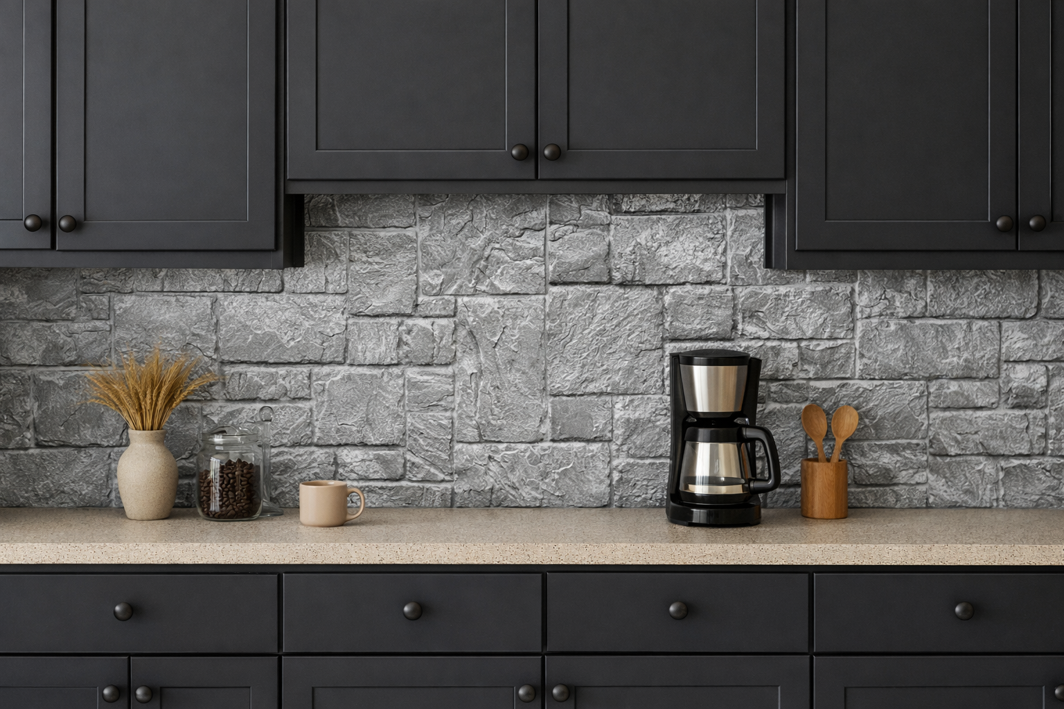 Asheville Block Faux Stone Wall Panels in Stone Gray