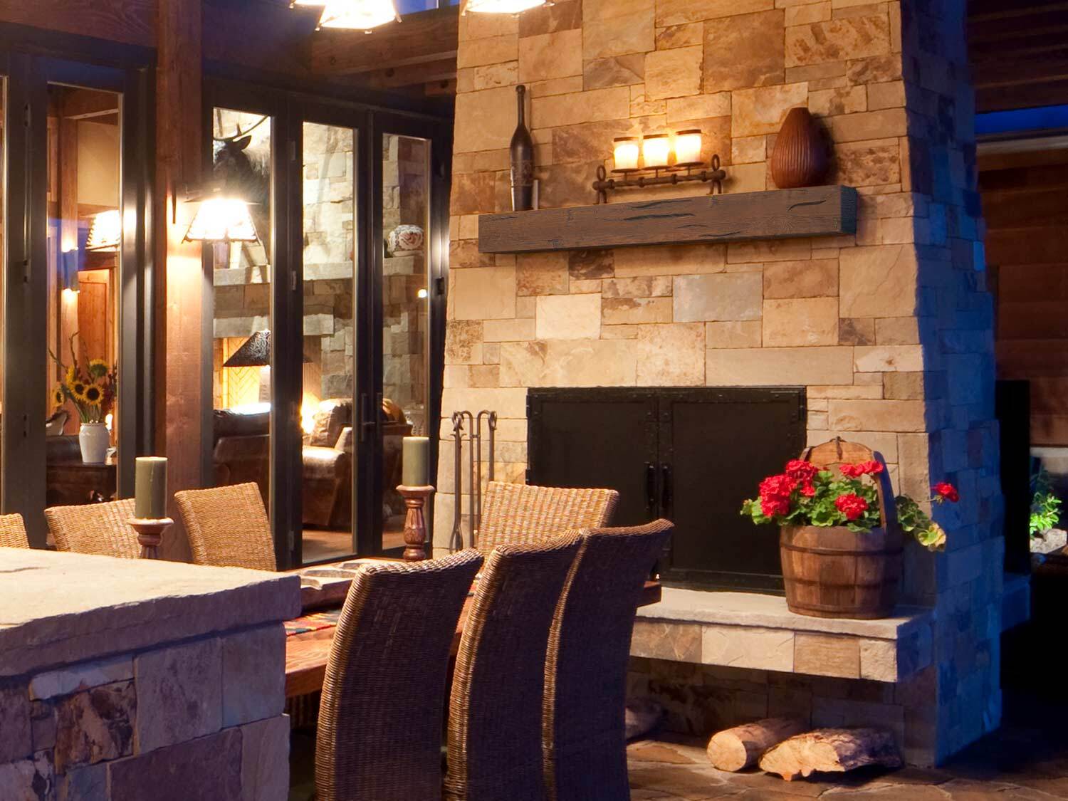 Hewn Faux Wood Mantel in Burnished.