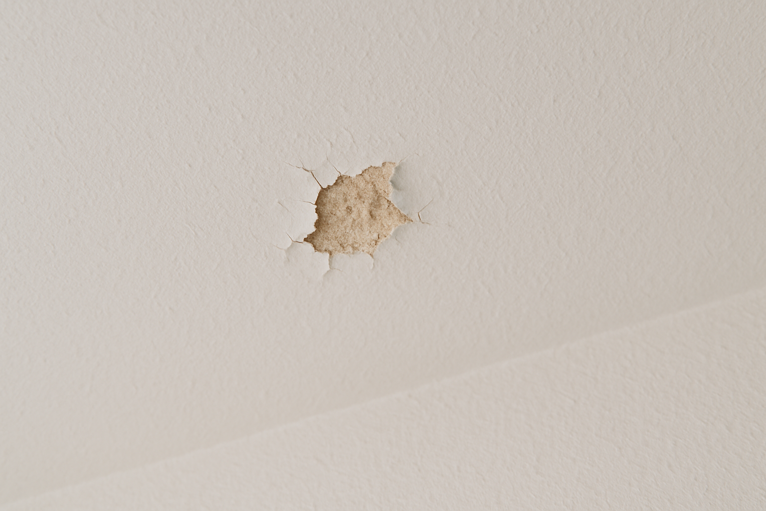 Minor ceiling imperfections can be concealed with faux wood beams. Minor ceiling imperfections can be concealed with faux wood beams.