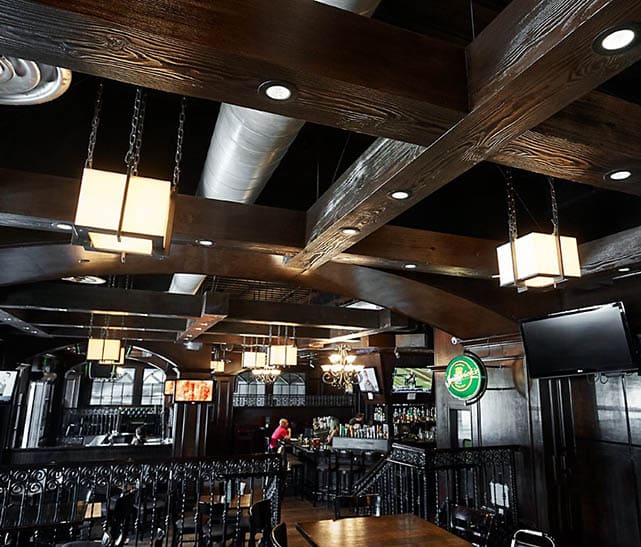 Saw Cut Faux Beams in Fresh Coffee