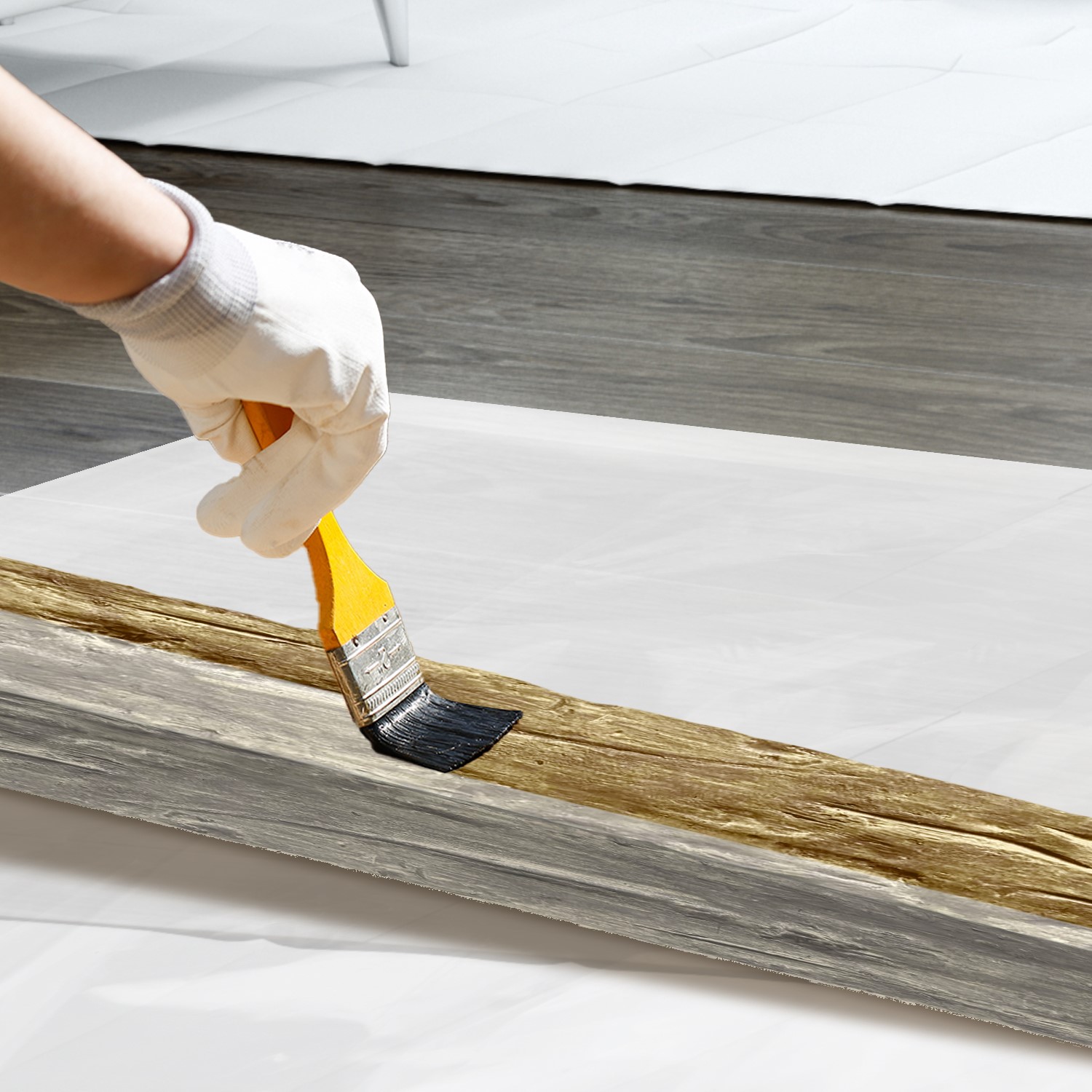 When staining faux wood beams, it's also best to test the stain before covering the entire surface.