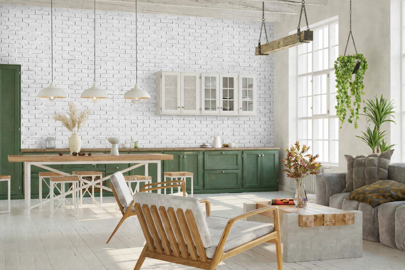 Old Medford Faux Brick Wall Panels in Dove White