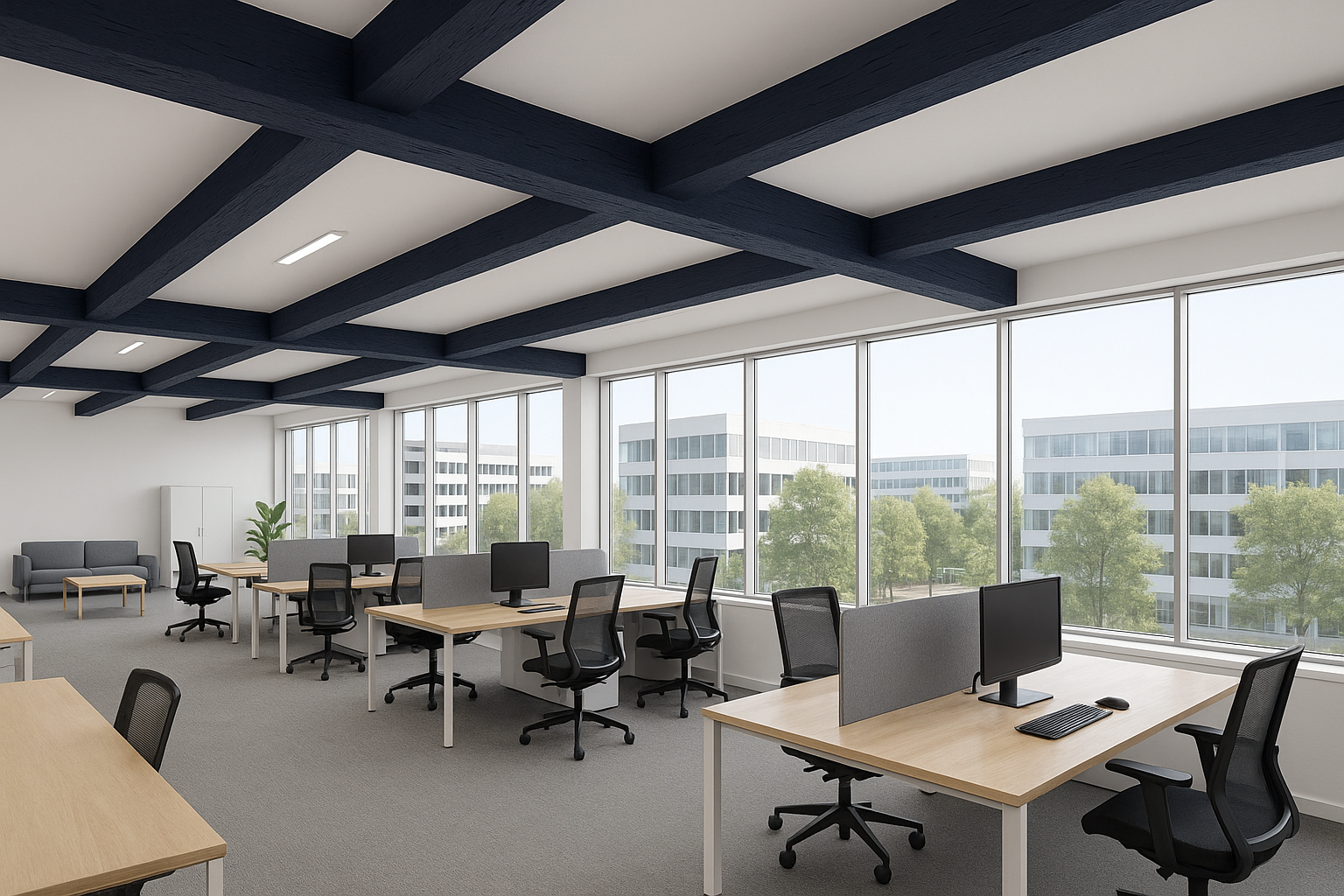 Hewn Faux Wood Beams in Cosmic Navy