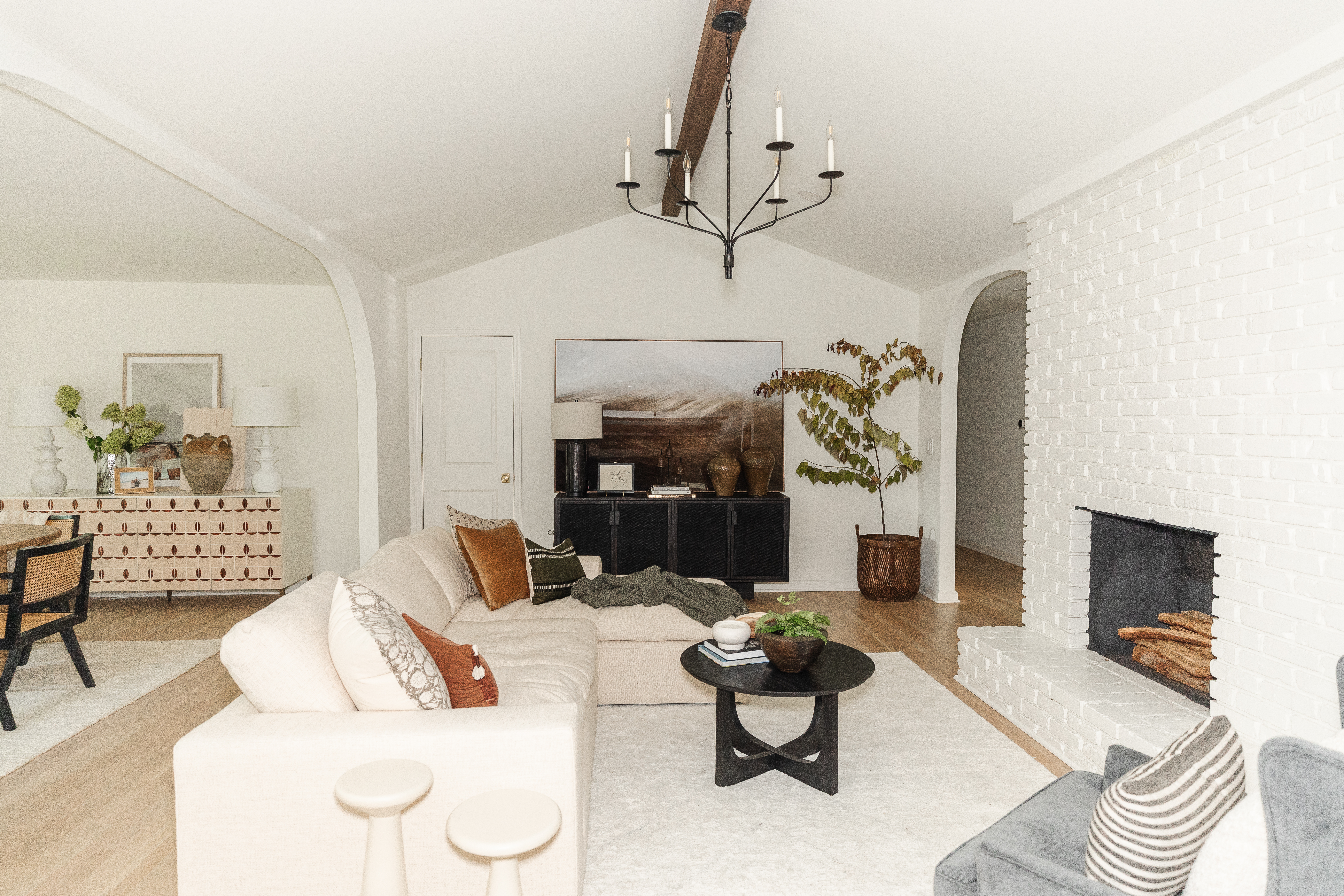 Saw Cut Faux Wood Beams in Burnished