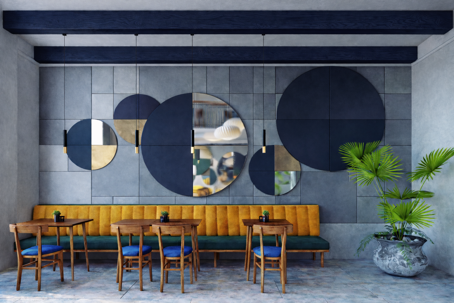 Wind Drift Faux Wood Beams in Cosmic Navy